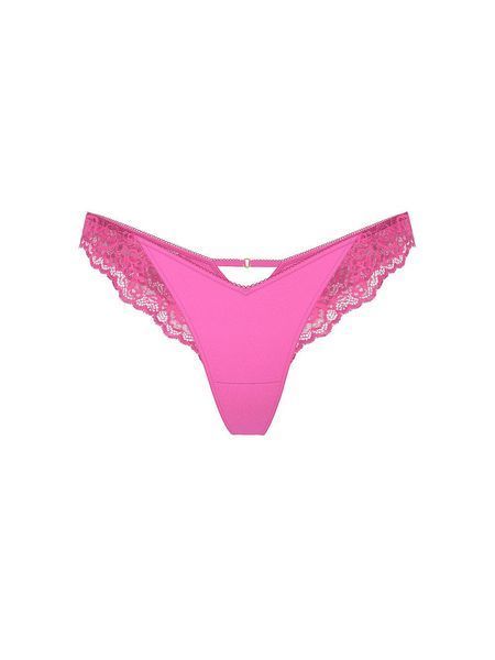 Трусики Rose Lace-Trim High-Leg Thong Panty Victoria's Secret 27065639 фото