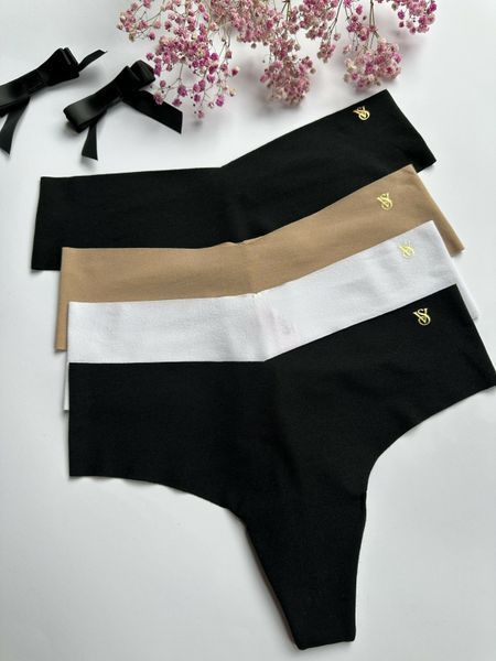 Набір трусиків 4-Pack No-Show Thong Panties Victoria's Secret 27079977 фото