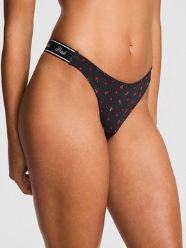 Трусики Logo Cotton Shine High-Leg Thong Panty (72WL) Pink Victoria's Secret 27084872 фото
