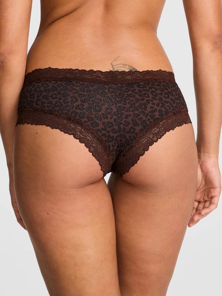 Трусики Wink Lace-Trim Cheeky Panty Ganache Leopard Print (77IC) Pink Victoria's Secret 27047653 фото