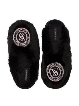Домашні капці Closed-Toe Faux Fur Slippers Black Victoria's Secret 26931036 фото