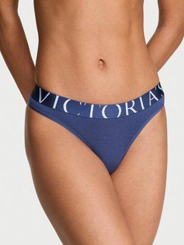 Трусики Exploded Logo Cotton Thong Panty Ink Blue (02M3) Victoria's Secret 27245850 фото