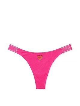 Трусики Logo Cotton Shine High-Leg Thong Panty Pink (5YZ8) Victoria's Secret 0667559662693 фото
