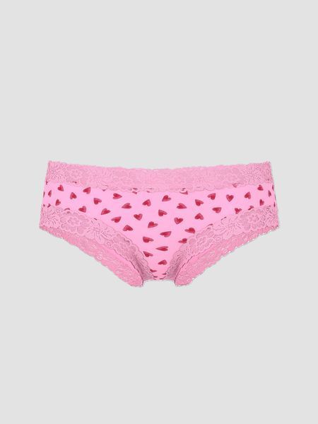 Трусики Wink Lace-Trim Cheeky Panty Pink Hearts (7E4R) Pink Victoria's Secret 27175262 фото