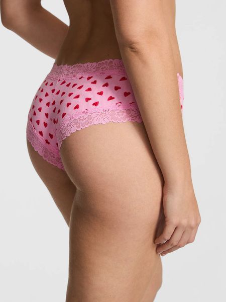 Трусики Wink Lace-Trim Cheeky Panty Pink Hearts (7E4R) Pink Victoria's Secret 27175262 фото