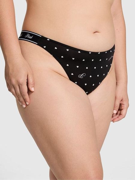 Трусики Logo Cotton Shine High-Leg Thong Panty (CC 67GY) Pink Victoria's Secret 0667560344298 фото