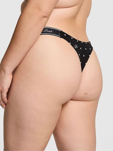 Трусики Logo Cotton Shine High-Leg Thong Panty (CC 67GY) Pink Victoria's Secret 0667560344298 фото