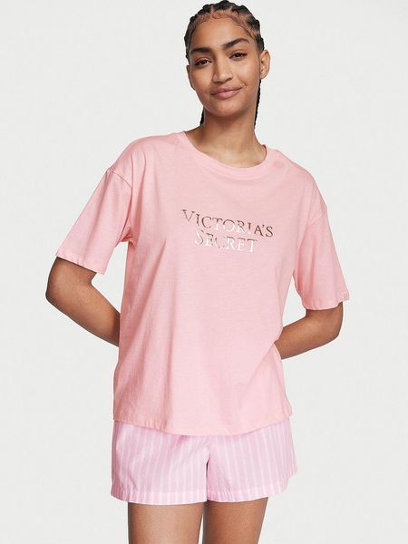 Піжама Cotton Short Tee-jama Set Pink Logo Victoria's Secret 0667557735861 фото