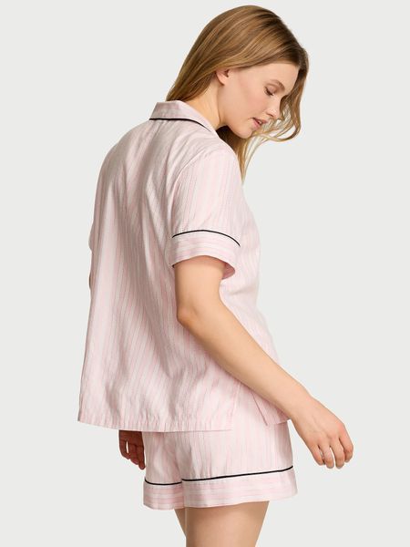 Піжама Flannel Short Pajama Set Pretty Blossom Multi Stripe Embroidered Collar Victoria's Secret 27157553 фото