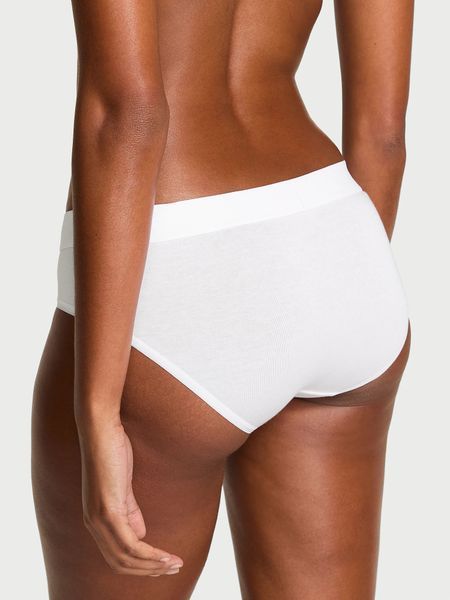 Трусики Logo Cotton Shine Patch Hiphugger Panty White (95D1) Pink Victoria's Secret 27204552 фото