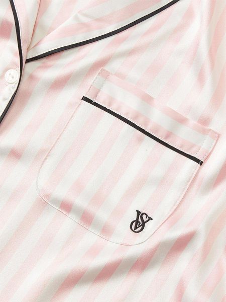 Піжама Glazed Satin Short Pajama Set PINK ICONIC STRIPES Victoria's Secret 26933338 фото