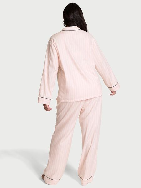 Піжама фланель Flannel Long Pajama Set Pink Stripe Victoria's Secret 8738717 фото