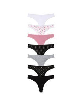 Набір трусиків 7-Pack Days of the Week Lace-Trim Thong Panties Multi (4YXY) Victoria's Secret 27087034 фото