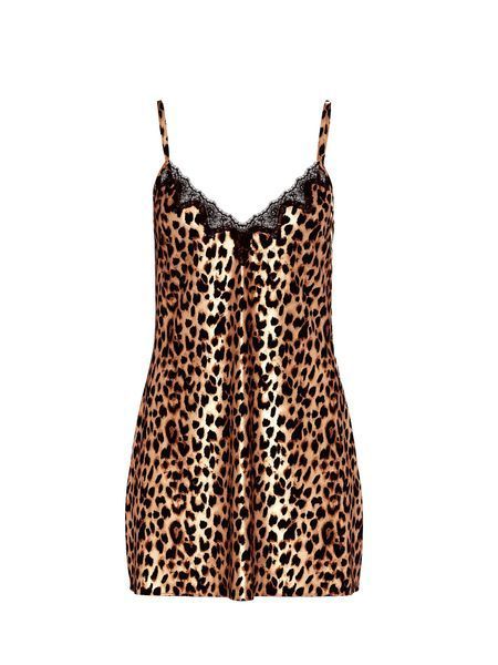 Пеньюар Satin Rose Lace-Trim Mini Slip Dress Leopard Victoria's Secret 27062740 фото