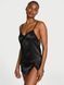 Пеньюар Satin Rose Lace-Trim Mini Slip Dress Black Victoria's Secret 7834349 фото 1