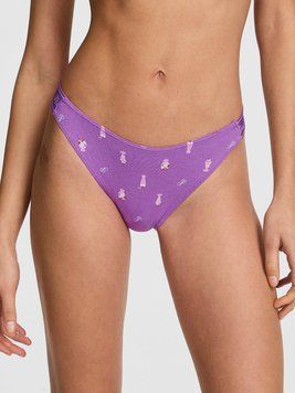 Трусики Logo Cotton Shine High-Leg Thong Panty (7B93) Pink Victoria's Secret 27047892 фото